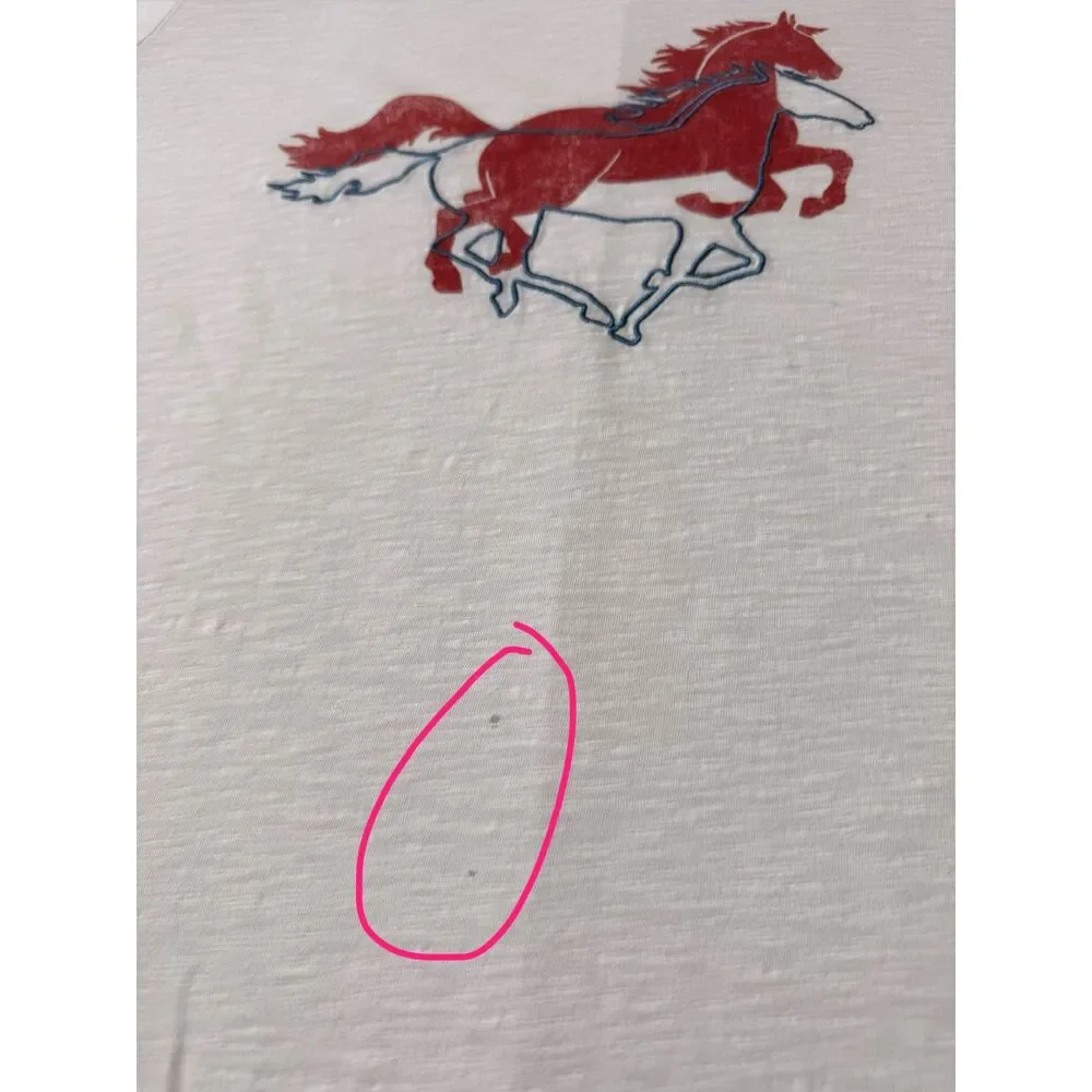 Veronica Beard Horse Graphic Gold Button Tee White XL Cotton Shirt - Picture 7 of 7